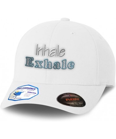 Flexfit Hats for Men & Women Inhale Exhale Polyester Dad Hat Baseball Cap White $18.35 Baseball Caps