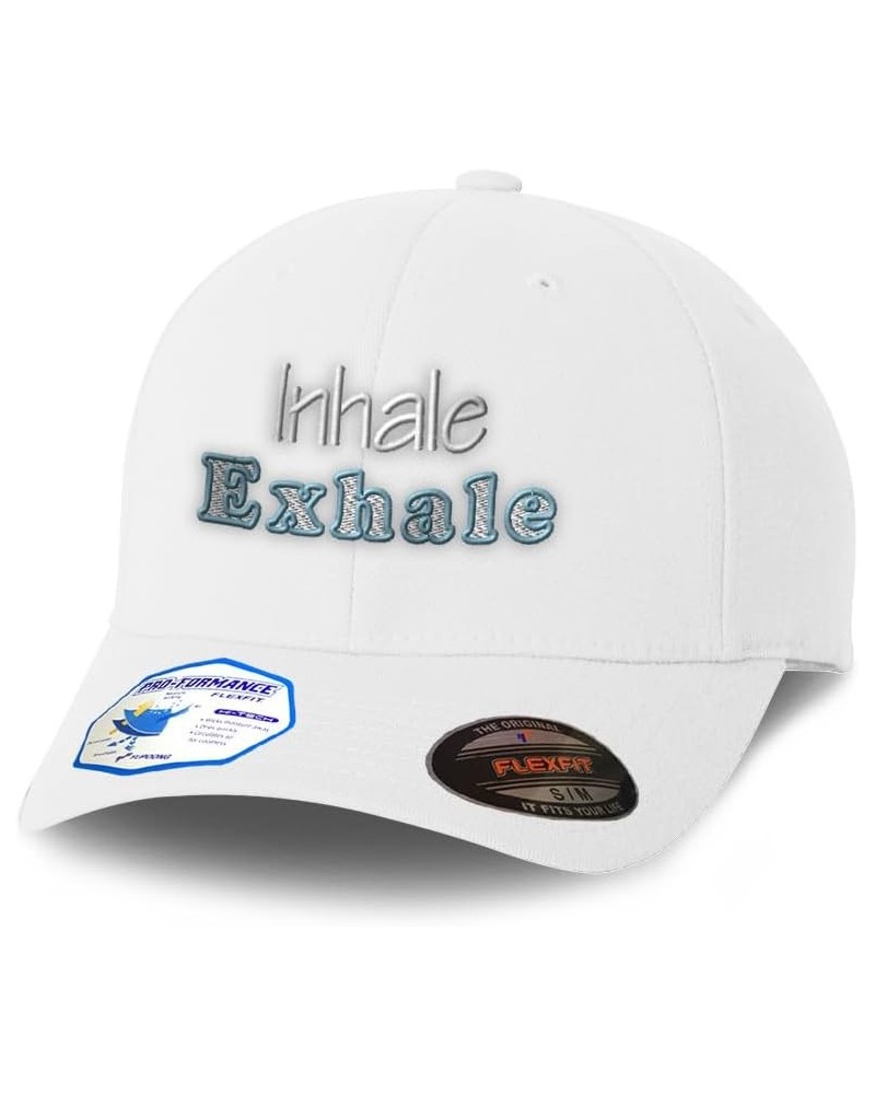 Flexfit Hats for Men & Women Inhale Exhale Polyester Dad Hat Baseball Cap White $18.35 Baseball Caps