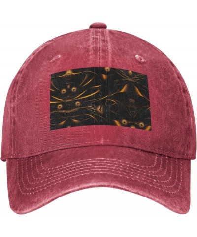 Black and Gold Background Baseball Cap Adjustable Twill Bulk with Ponytail Hole Washed Dad Hat for Men Women Red $12.09 Baseb...