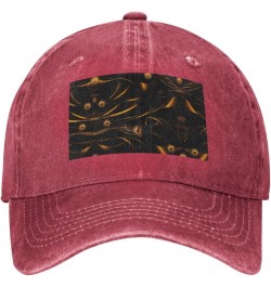 Black and Gold Background Baseball Cap Adjustable Twill Bulk with Ponytail Hole Washed Dad Hat for Men Women Red $12.09 Baseb...