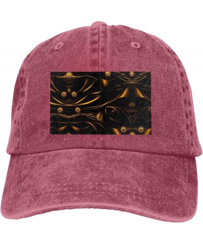 Black and Gold Background Baseball Cap Adjustable Twill Bulk with Ponytail Hole Washed Dad Hat for Men Women Red $12.09 Baseb...