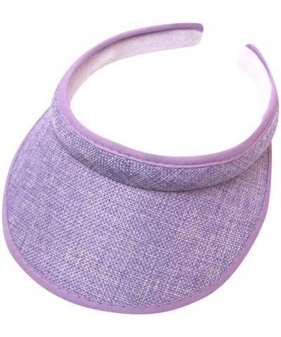 Sun Visor Hat Beach Hats for Women,Women's Sun Visor Hats Wide Brim Womens Beach Hat Ponytail Hats Purple $4.90 Sun Hats