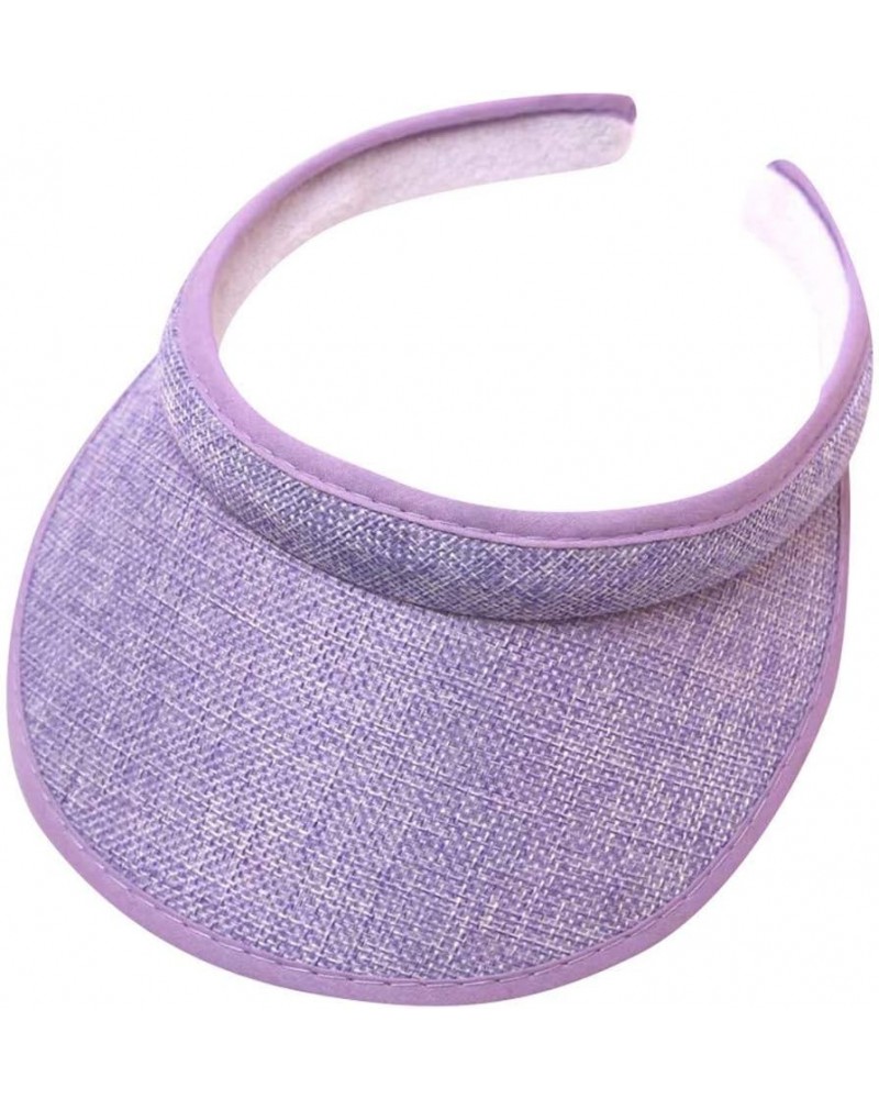 Sun Visor Hat Beach Hats for Women,Women's Sun Visor Hats Wide Brim Womens Beach Hat Ponytail Hats Purple $4.90 Sun Hats