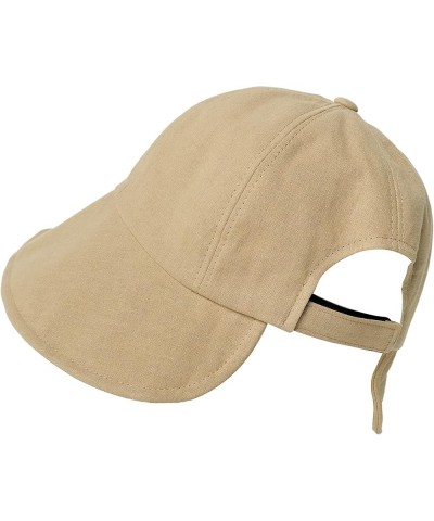 Wide Brim Linen Bucket Hat Velcro Adjustable Bonnet Travel Beach Sun Hat UV Protection for Women Girls Beige $18.45 Sun Hats