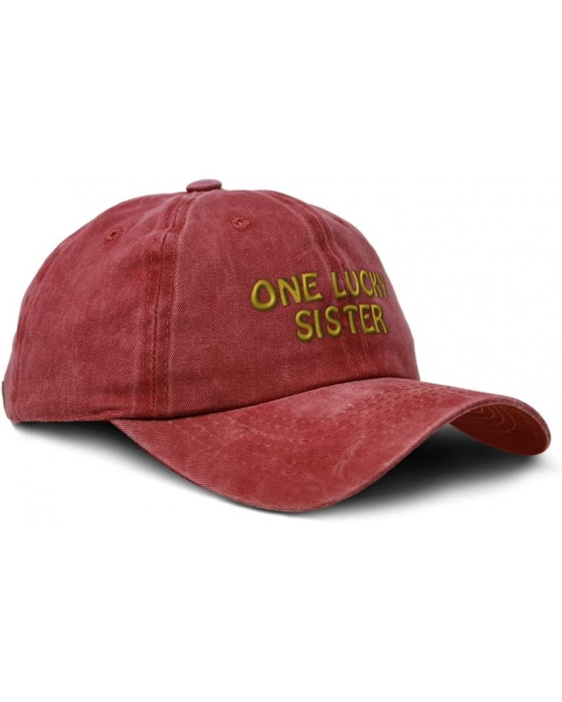 Custom Soft Washed Baseball Cap 1 Lucky Sister Blessed Family E Sister Cotton Red Design Only $13.92 Baseball Caps