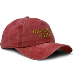 Custom Soft Washed Baseball Cap 1 Lucky Sister Blessed Family E Sister Cotton Red Design Only $13.92 Baseball Caps