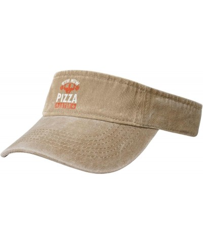 Gym Now Pizza Later Sun Visor Hats for Women Men Sun Hat Vintage Golf Hat Adjustable Baseball Cap Natural $12.13 Visors