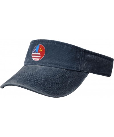 Yin Yang Flag Combination of America and The Russian Soviet Federative Socialist Republic Sun Visor Hats for Women Men Adjust...