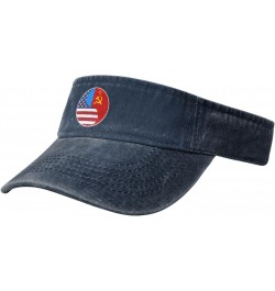 Yin Yang Flag Combination of America and The Russian Soviet Federative Socialist Republic Sun Visor Hats for Women Men Adjust...