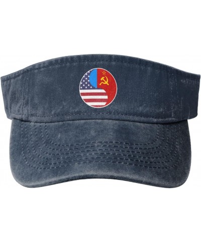 Yin Yang Flag Combination of America and The Russian Soviet Federative Socialist Republic Sun Visor Hats for Women Men Adjust...