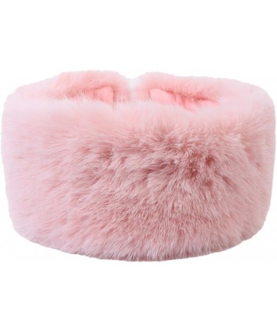 Women Faux Fur Headband Hat with Stretch Winter Fluffy Plush Ear Warmer Earmuff Head Wrap Pink $13.19 Cold Weather Headbands