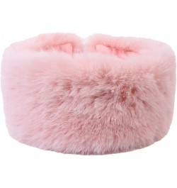 Women Faux Fur Headband Hat with Stretch Winter Fluffy Plush Ear Warmer Earmuff Head Wrap Pink $13.19 Cold Weather Headbands