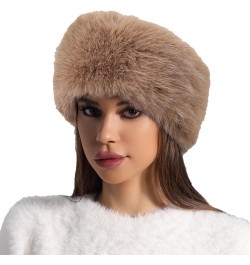 Women Faux Fur Headband Hat with Stretch Winter Fluffy Plush Ear Warmer Earmuff Head Wrap Pink $13.19 Cold Weather Headbands