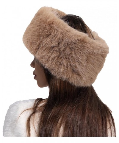 Women Faux Fur Headband Hat with Stretch Winter Fluffy Plush Ear Warmer Earmuff Head Wrap Pink $13.19 Cold Weather Headbands