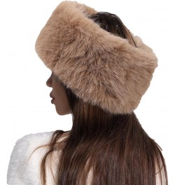 Women Faux Fur Headband Hat with Stretch Winter Fluffy Plush Ear Warmer Earmuff Head Wrap Pink $13.19 Cold Weather Headbands