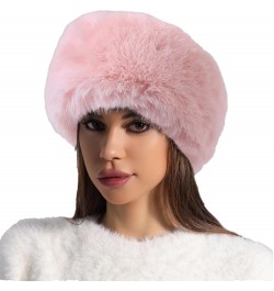 Women Faux Fur Headband Hat with Stretch Winter Fluffy Plush Ear Warmer Earmuff Head Wrap Pink $13.19 Cold Weather Headbands