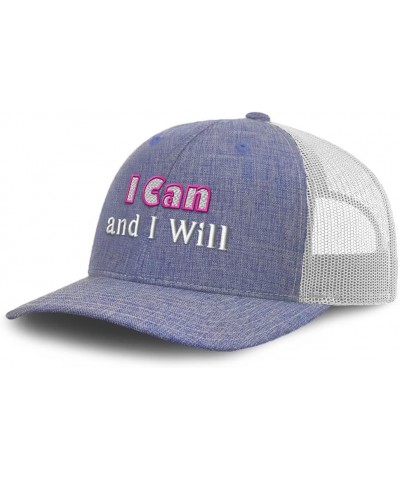 Trucker Hat Baseball Cap I Can and I Will Cotton Dad Hats for Men & Women Heather Blue White $15.11 Baseball Caps