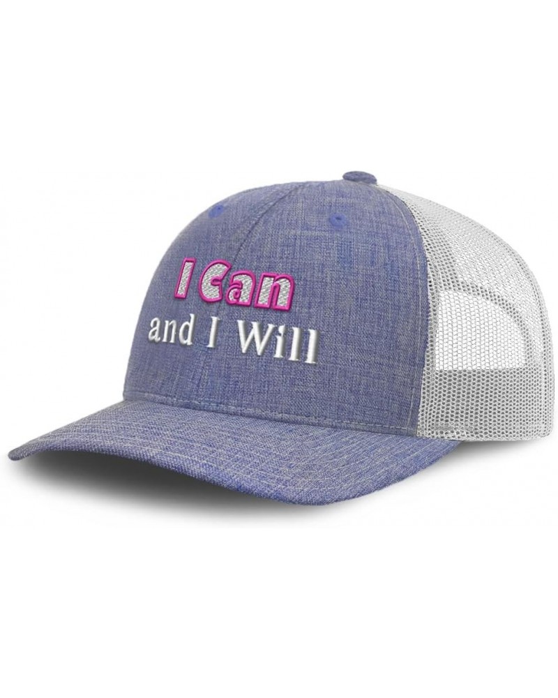 Trucker Hat Baseball Cap I Can and I Will Cotton Dad Hats for Men & Women Heather Blue White $15.11 Baseball Caps