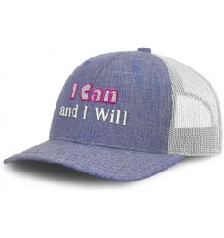 Trucker Hat Baseball Cap I Can and I Will Cotton Dad Hats for Men & Women Heather Blue White $15.11 Baseball Caps