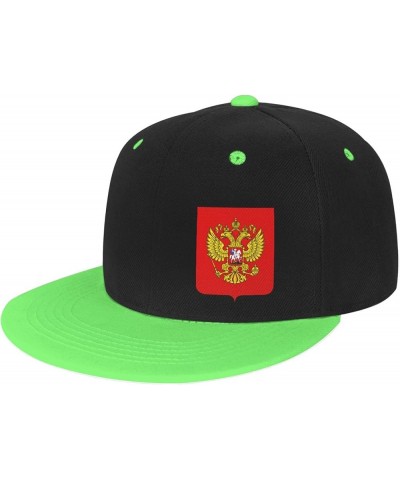 Coat of Arms of The Russian Federation Snapback Hat Flat Bill Hat Baseball Cap for Men Women Flat Brim Hats Green $13.65 Base...