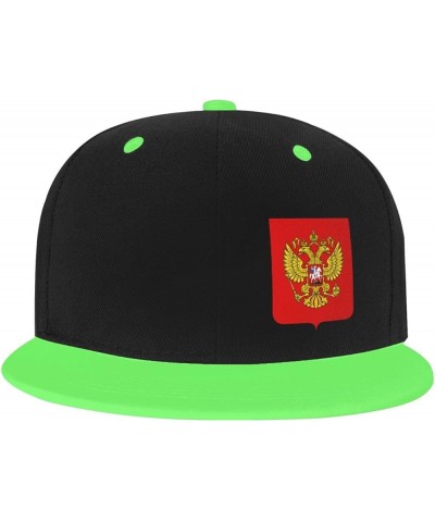 Coat of Arms of The Russian Federation Snapback Hat Flat Bill Hat Baseball Cap for Men Women Flat Brim Hats Green $13.65 Base...