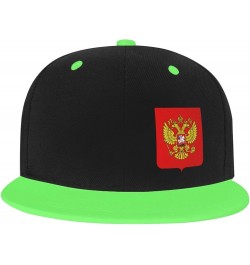 Coat of Arms of The Russian Federation Snapback Hat Flat Bill Hat Baseball Cap for Men Women Flat Brim Hats Green $13.65 Base...