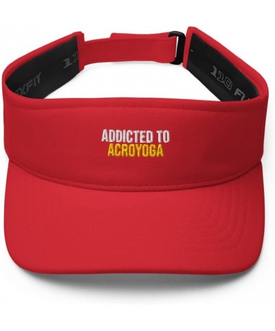 Addicted to Acroyoga Hat (Embroidered Visor) Red $21.19 Visors