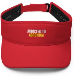 Addicted to Acroyoga Hat (Embroidered Visor) Red $21.19 Visors