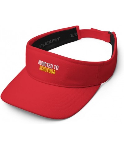 Addicted to Acroyoga Hat (Embroidered Visor) Red $21.19 Visors