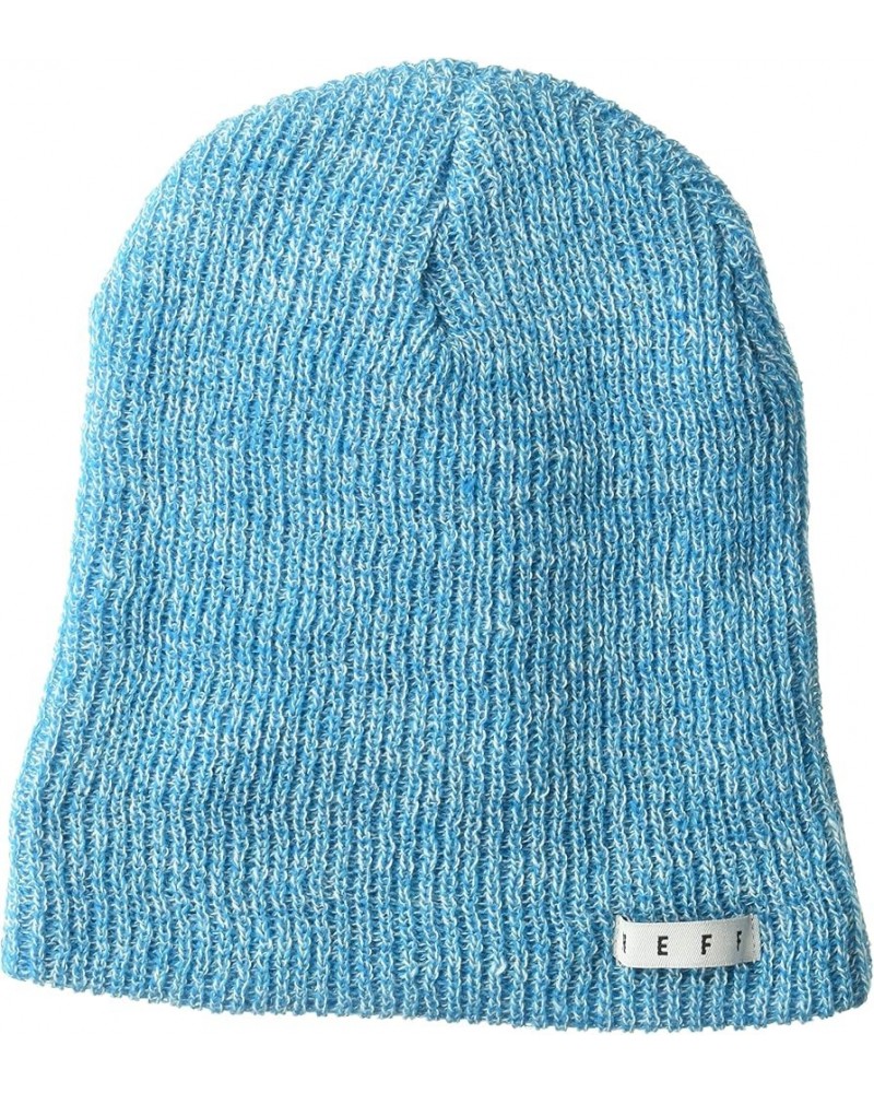 Daily Heather Beanie Hat for Men and Women Cyan/White $8.54 Skullies & Beanies