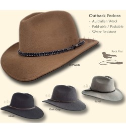 Outback Fedora Australian Wool Felt HAT HW02 Mens Women Kids Leather Band Cowboy Western US Sand $12.77 Cowboy Hats