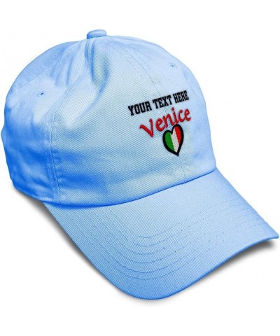 Soft Baseball Cap Italy Heart Flag Italia Venice Embroidery Flags City Twill Cotton Dad Hats for Men & Women Light Blue Perso...