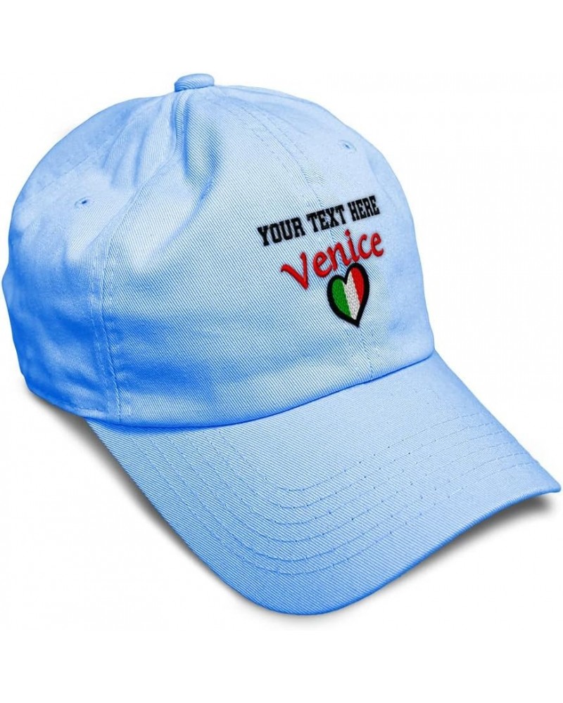 Soft Baseball Cap Italy Heart Flag Italia Venice Embroidery Flags City Twill Cotton Dad Hats for Men & Women Light Blue Perso...