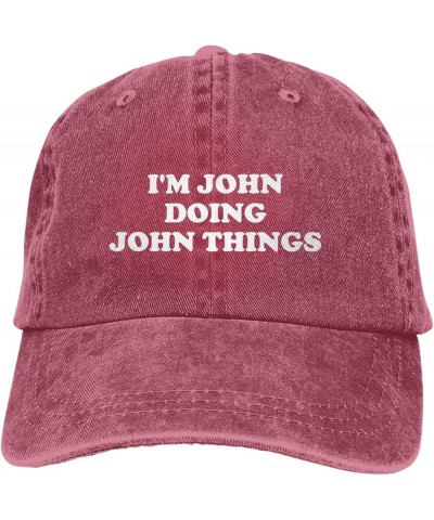 Cool Hat I'm John Doing John Things Adjustable Vintage Cowboy Baseball Caps Women Men Gift Dad Hats Red $11.98 Baseball Caps