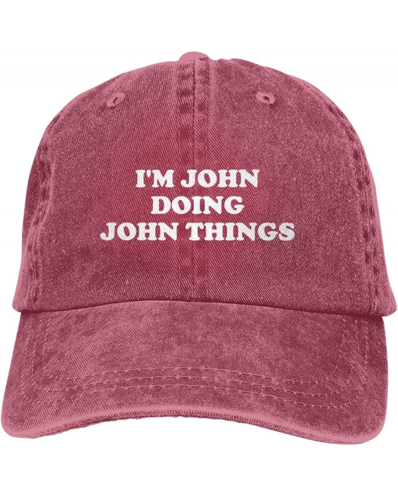 Cool Hat I'm John Doing John Things Adjustable Vintage Cowboy Baseball Caps Women Men Gift Dad Hats Red $11.98 Baseball Caps