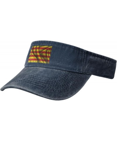 Silk Style Flag of Catalonia Sun Visor Hats for Women Men Adjustable Sports Sun Hats Golf Cap Navy Blue $12.32 Visors