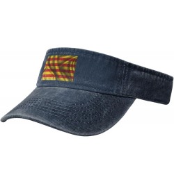 Silk Style Flag of Catalonia Sun Visor Hats for Women Men Adjustable Sports Sun Hats Golf Cap Navy Blue $12.32 Visors