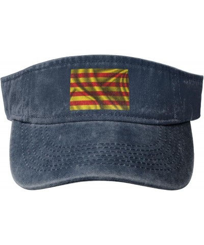 Silk Style Flag of Catalonia Sun Visor Hats for Women Men Adjustable Sports Sun Hats Golf Cap Navy Blue $12.32 Visors