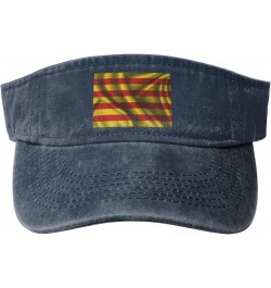 Silk Style Flag of Catalonia Sun Visor Hats for Women Men Adjustable Sports Sun Hats Golf Cap Navy Blue $12.32 Visors