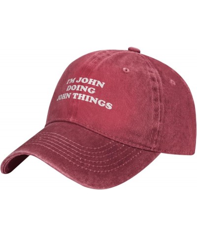 Cool Hat I'm John Doing John Things Adjustable Vintage Cowboy Baseball Caps Women Men Gift Dad Hats Red $11.98 Baseball Caps