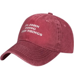 Cool Hat I'm John Doing John Things Adjustable Vintage Cowboy Baseball Caps Women Men Gift Dad Hats Red $11.98 Baseball Caps