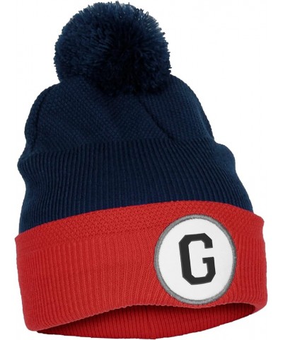 Custom A to Z Initial Letters Cuff Pom-Pom Navy Red Hat Beanie Warm Knit Skull Cap Letter G $10.38 Skullies & Beanies