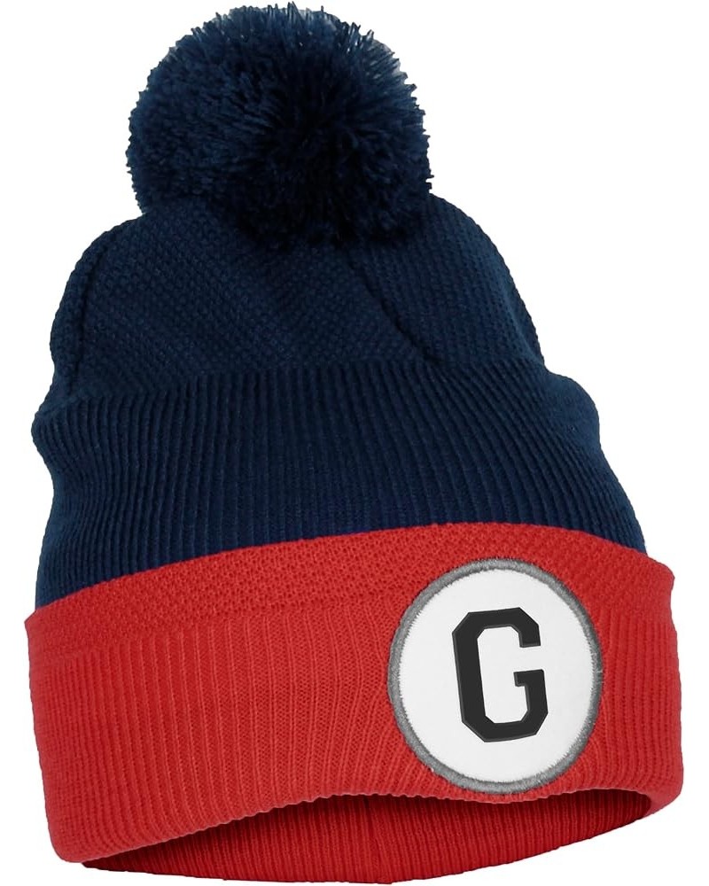 Custom A to Z Initial Letters Cuff Pom-Pom Navy Red Hat Beanie Warm Knit Skull Cap Letter G $10.38 Skullies & Beanies