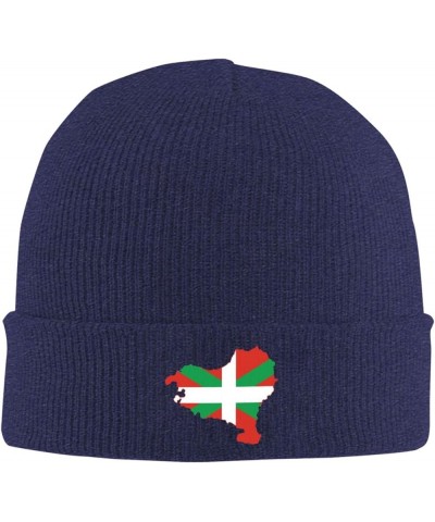 Basque Flag Map Knit Hats Winter Warm Chunky Beanie Hat for Men Women Navy Blue $11.25 Skullies & Beanies