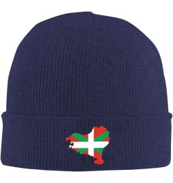 Basque Flag Map Knit Hats Winter Warm Chunky Beanie Hat for Men Women Navy Blue $11.25 Skullies & Beanies