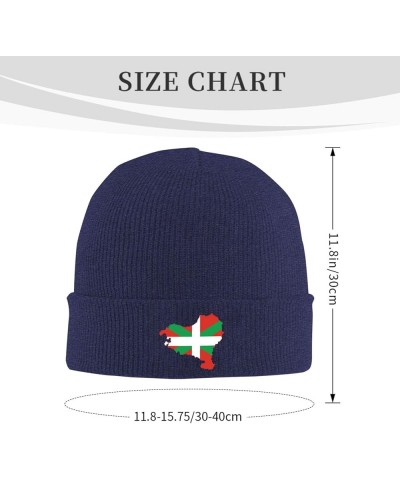 Basque Flag Map Knit Hats Winter Warm Chunky Beanie Hat for Men Women Navy Blue $11.25 Skullies & Beanies