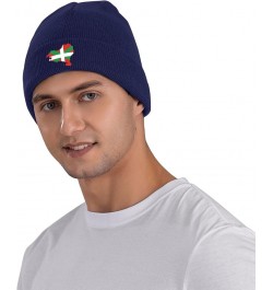 Basque Flag Map Knit Hats Winter Warm Chunky Beanie Hat for Men Women Navy Blue $11.25 Skullies & Beanies