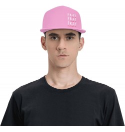 Pray On It Pray Over It Pray Through It Flat Bill Baseball Cap Snapback Hats for Men & Women Pink $9.89 Baseball Caps