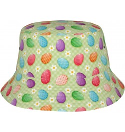 Happy Easter Colorful Easter Eggs Unisex Bucket Hat Sun Cap Outdoor Fisherman Headwear $11.99 Bucket Hats