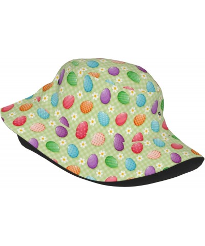 Happy Easter Colorful Easter Eggs Unisex Bucket Hat Sun Cap Outdoor Fisherman Headwear $11.99 Bucket Hats